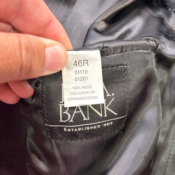 Jos. A. Bank Suit Jacket Mens 46R Charcoal Excellent 100% Wool Two Button - Picture 4 of 8